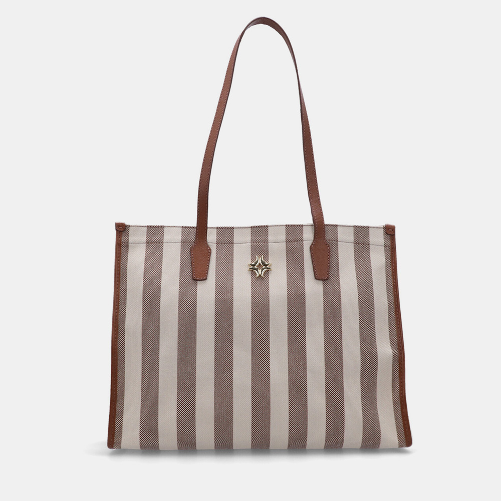 BOLSA SHOPPING EXTRA GRANDE LISTRADO MARFIM - 0