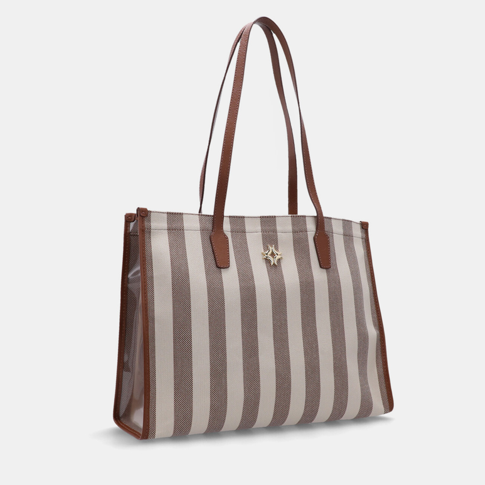 BOLSA SHOPPING EXTRA GRANDE LISTRADO MARFIM BOLSA SHOPPING EXTRA GRANDE LISTRADO MARFIM - 2