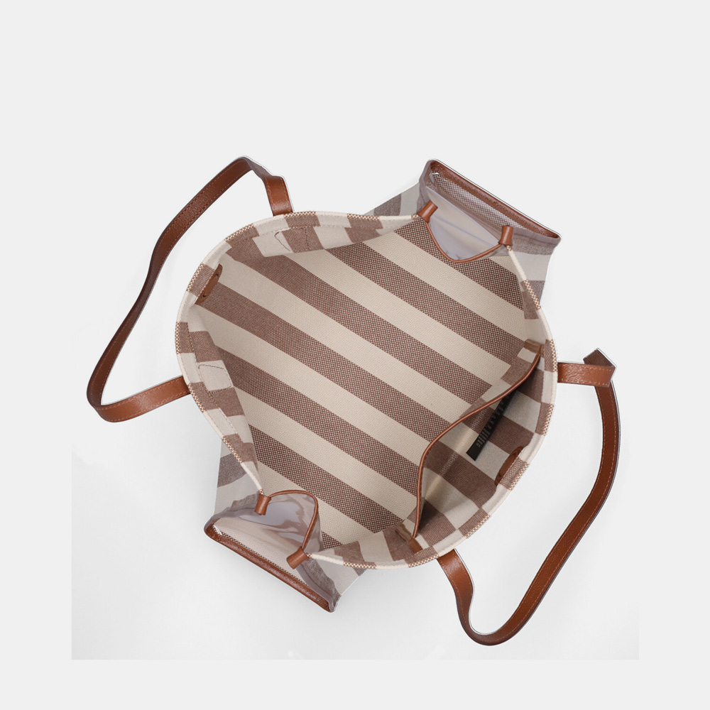 BOLSA SHOPPING EXTRA GRANDE LISTRADO MARFIM BOLSA SHOPPING EXTRA GRANDE LISTRADO MARFIM - 3