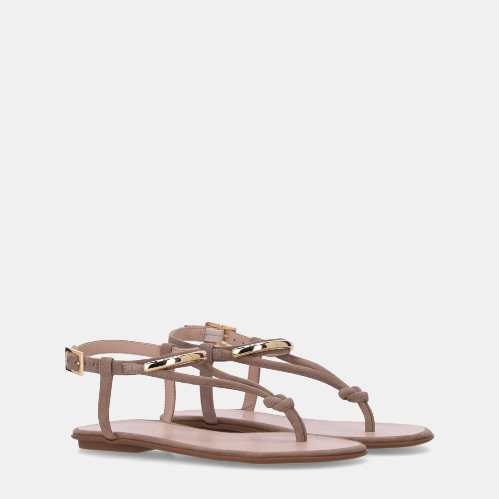 SANDÁLIA RASTEIRA KID SUEDE TAUPE - 1