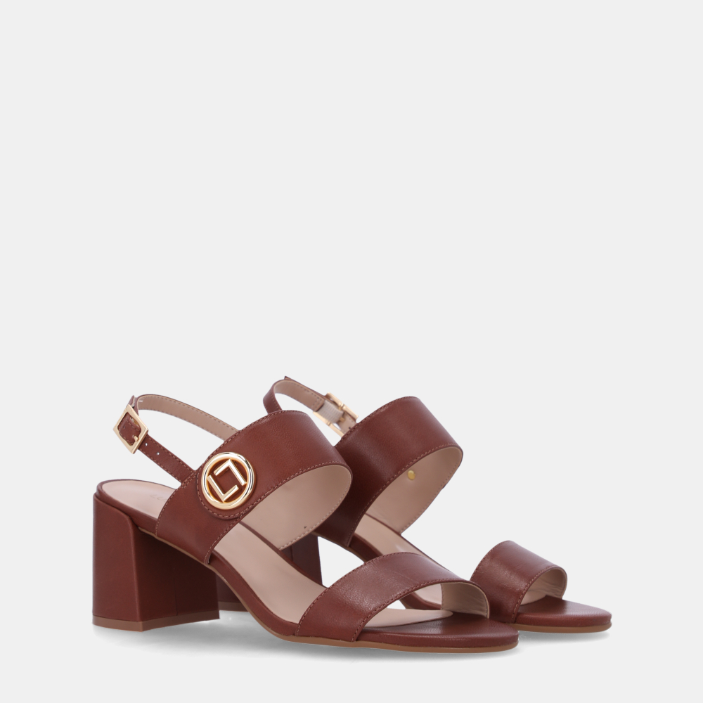 SANDÁLIA SALTO CABRA MARRONE - 1