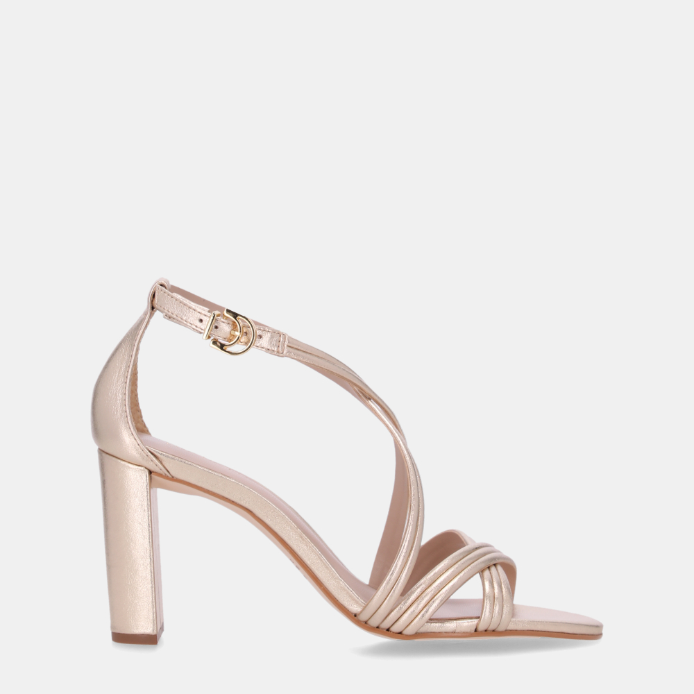 SANDÁLIA DE SALTO LAMINATI OURO - 0