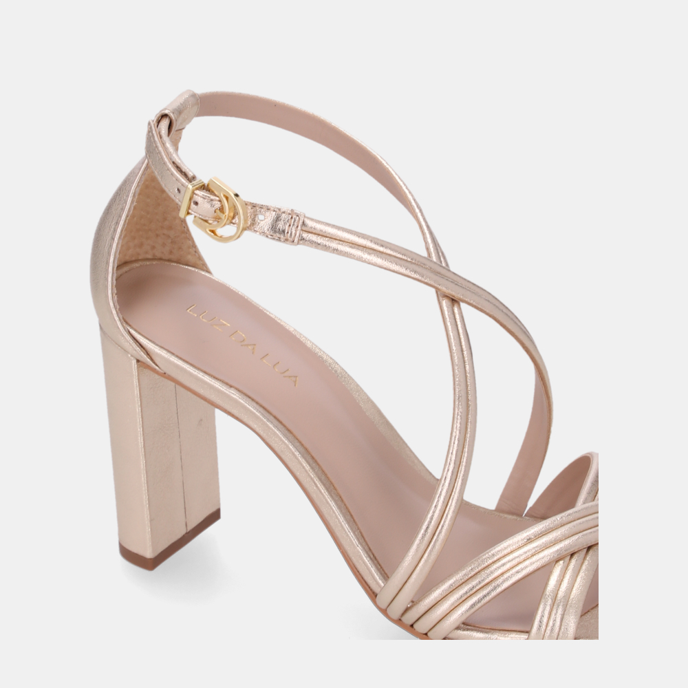 SANDÁLIA DE SALTO LAMINATI OURO - 3