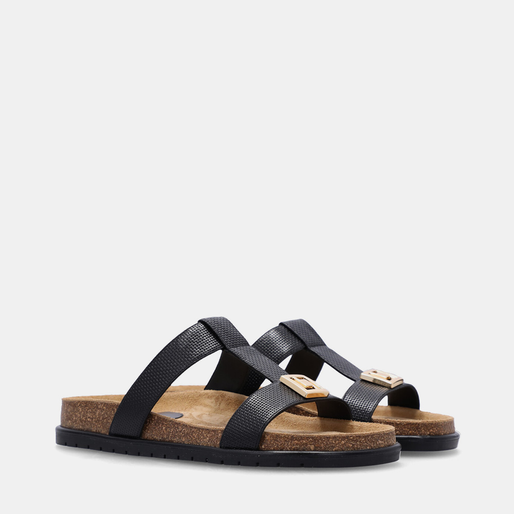 CHINELO DE COURO TRAMADO PRETO CHINELO DE COURO TRAMADO PRETO - 1